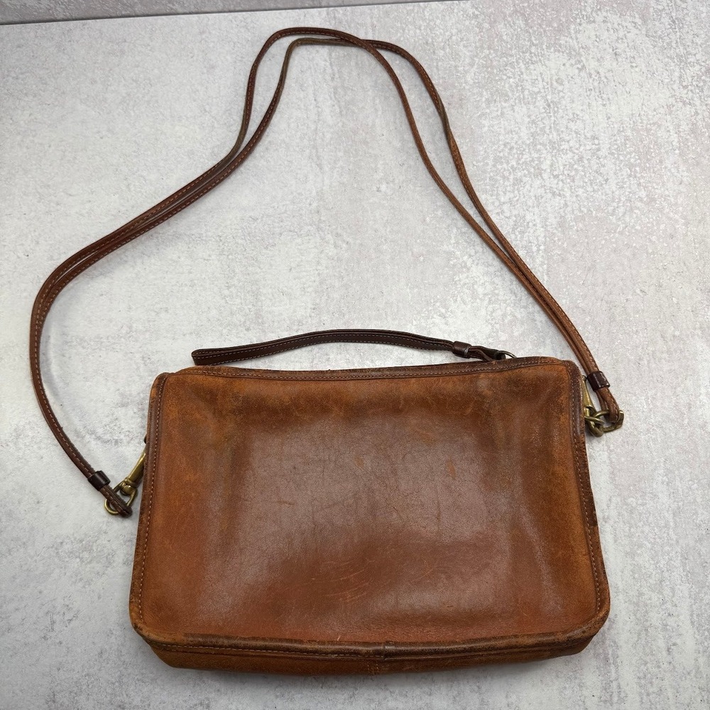 Vintage 1970s Coach Leatherware Leather Convertible Bag British Tan Made in USA - Picture 6 of 14